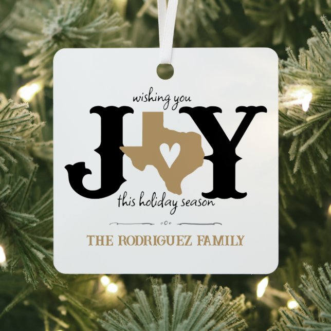 Gold Texas JOY Foto Holiday Ornament Aus Metall (InSitu)