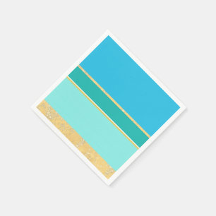 Gold Textur mit Aqua und türkisfarbene Streifen Serviette