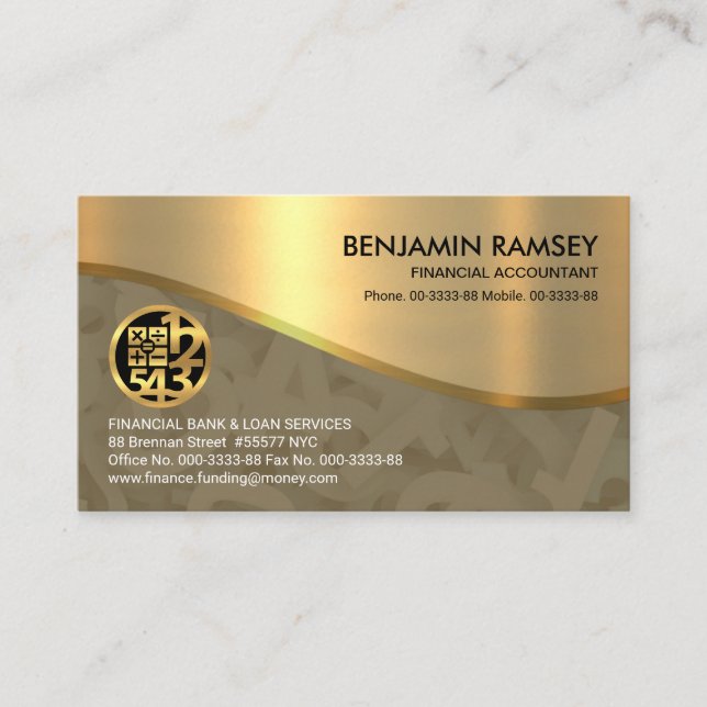 Gold Texture Gold Wave Numbers Finance Account Visitenkarte (Vorderseite)