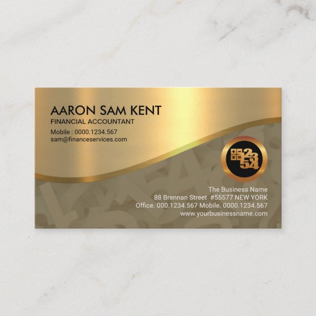 Gold Texture Gold Wave Zahlen Finanzbuchhalter Visitenkarte (Vorderseite)