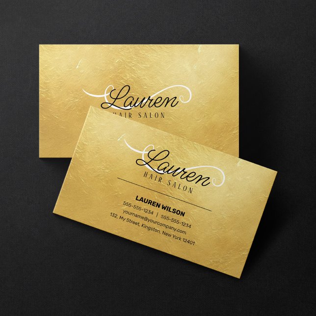 Gold Texture Hair Salon Friseur Stylistin Salon Visitenkarte (Von Creator hochgeladen)