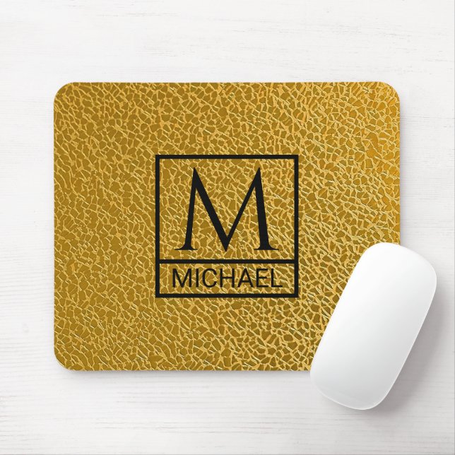 Gold Texture Mouse Pad mit Initial & Name Mousepad (Mit Mouse)
