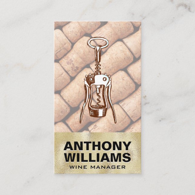 Gold Texture Wine Opener | Korken Visitenkarte (Vorderseite)