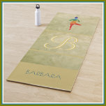 Gold Textured Custom Monogram Name Tree Pose  Yogamatte<br><div class="desc">This classic design features a custom multi-color Monogram and name -- first or last, your choice with your first name. AND, on the back your name and address information, if you wish, in case the two of you are accidentally parted one day. Simple and sophisticated -- with a textured background....</div>