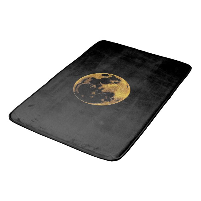 Gold textured moon on dark black badematte (Schrägansicht)