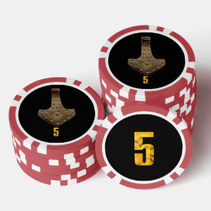 Gold Thammer Black Red 5 Streifen Poker Chip