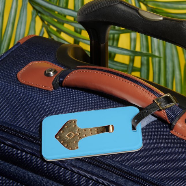 Gold Thammer Blue Gepäckmarke Gepäckanhänger (Vorderseite Insitu 3)