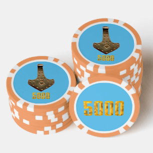 Gold Thammer Blue Orange 5 K Streifen Poker Chip