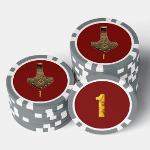 Gold Thammer Rot Grau 1 gestreifter Poker Chip