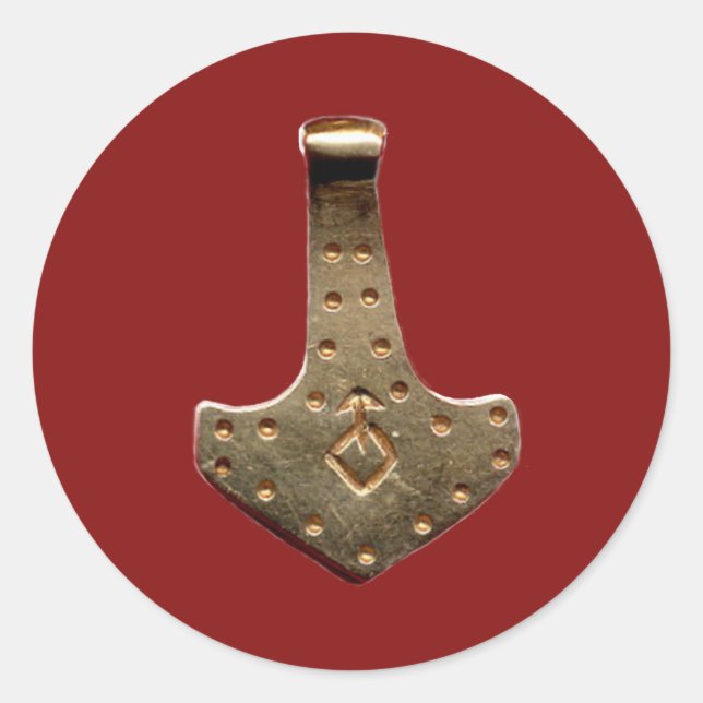 Gold Thammer Rot große runde Aufkleber (Vorderseite)
