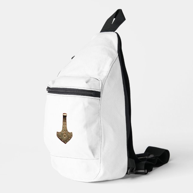 Gold Thammer weiße Sling Tasche Rucksack (Rechte Ecke)