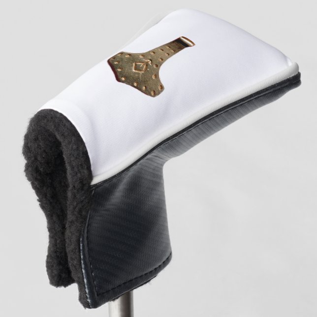 Gold Thammer White Golf Club Putter Abdeckung Golf Headcover (3/4 Vorderseite)