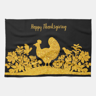 Gold Thanksgiving Turquie Floral Serviette de cuis