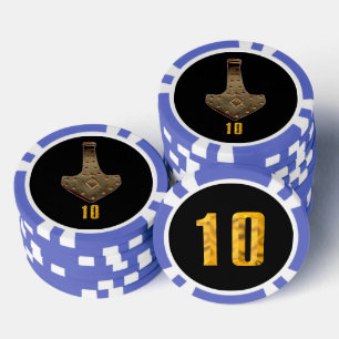 Gold Thor Hammer Black Blue 10 gestreifter Poker C Pokerchips