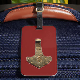 Gold-Thor-Hammer-Gepäckanhänger rot Gepäckanhänger
