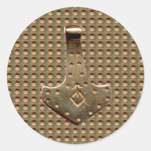 Gold Thor Hammer Gold Indent gros autocollants ron