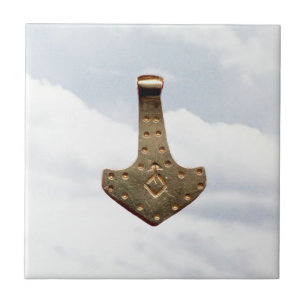 Gold Thor Hammer Wolken kleine Fliesen