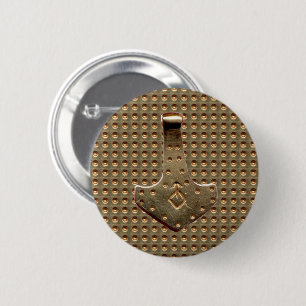 Gold Thor's Hammer Gold Indent Round-Button Button