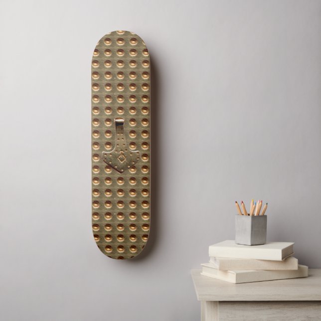 Gold Thors Hammer Gold Indent Skateboard (Wandkunst)