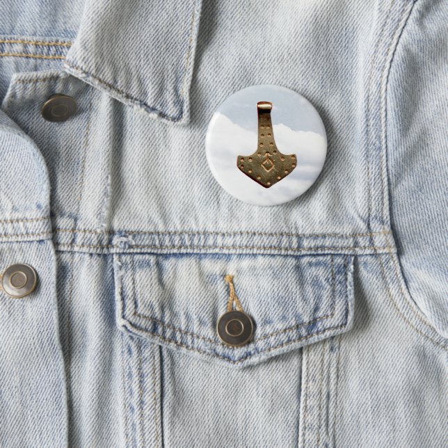 Gold Thor's Hammer Wolken Rundknopf Button (Beispiel)
