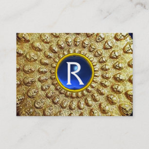 GOLD THRACIAN DISK MONOGRAM Blue Saphire Gem Visitenkarte