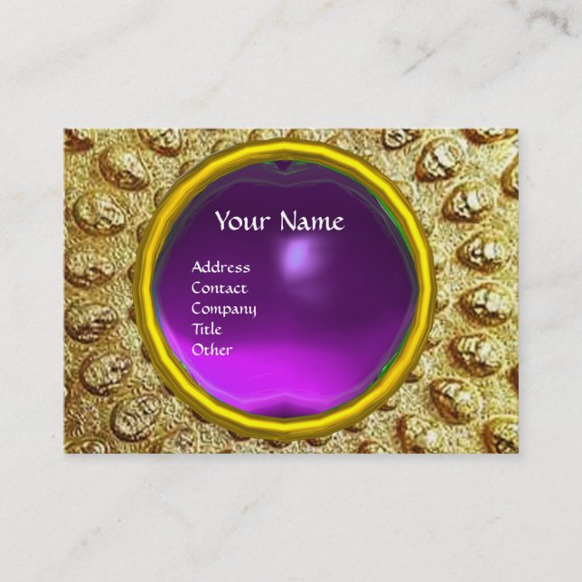GOLD THRACIAN DISK MONOGRAM Lila Amethyst Gem Visitenkarte (Vorderseite)