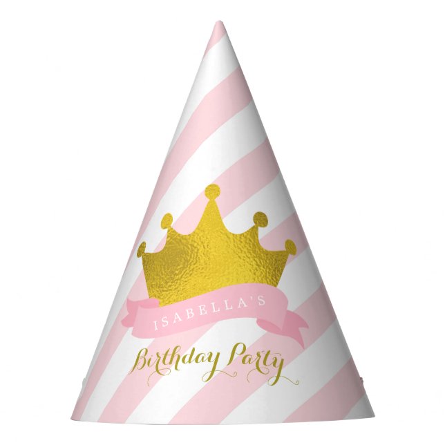 Gold Tiara Princess Birthday Partyhütchen (Vorderseite)