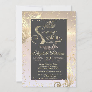 Gold Tiara Sweet Diamonds Savvy siebzehn Einladung