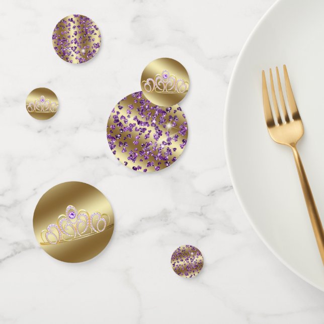 Gold Tiara und Amethyst Hearts Glitzer Konfetti (Gruppe)