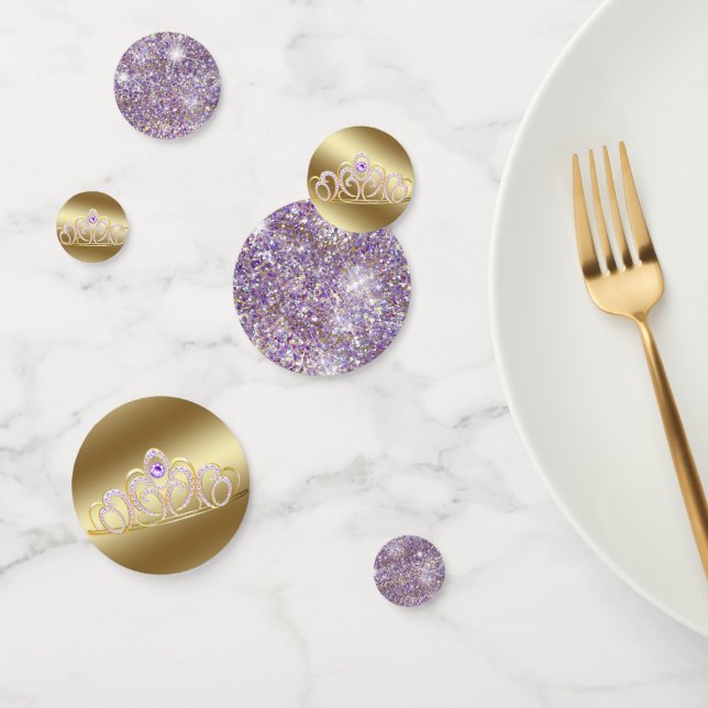 Gold Tiara und Lilac Lila Glitzer Konfetti (Gruppe)