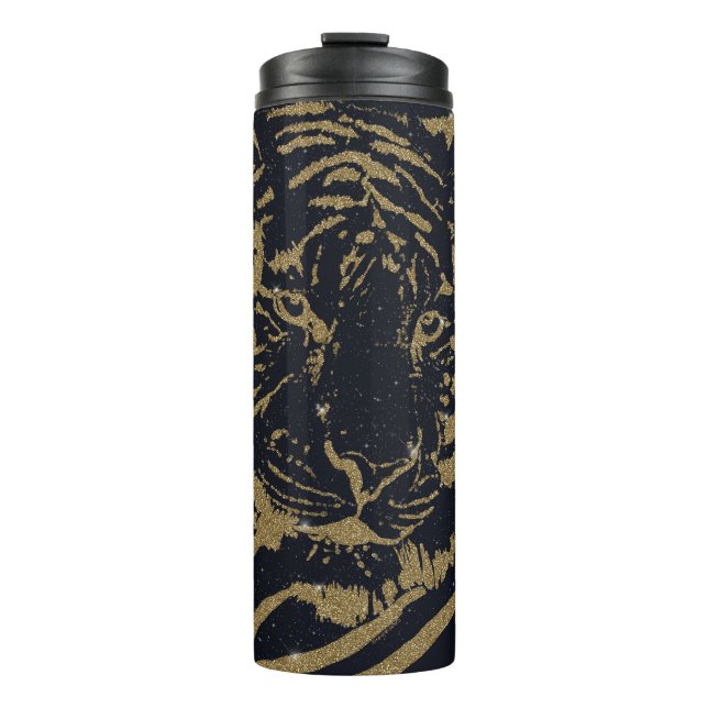Gold Tiger Black Design Thermosbecher (Vorderseite)