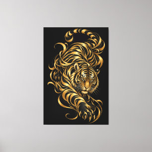 Gold Tiger Kunst Wrapped Canvas Leinwanddruck