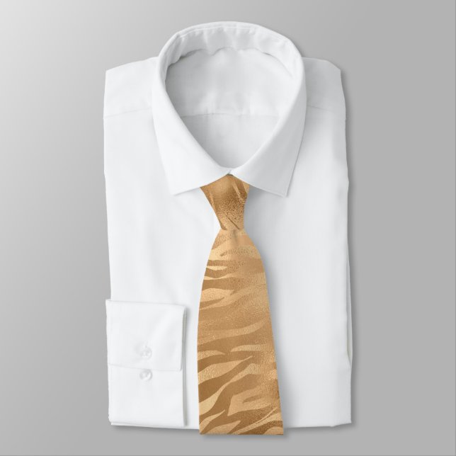 Gold Tiger Print Herren Krawatte (Gebunden)