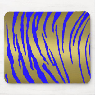 Gold Tiger Stripes Blue Mousepad