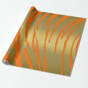 Gold Tiger Stripes Orange Geschenkpapier