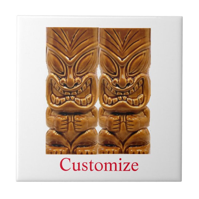 Gold Tiki Skulptur Thunder_Cove Fliese (Vorderseite)