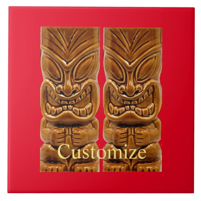 Gold Tiki Skulptur Thunder_Cove Fliese (Vorderseite)