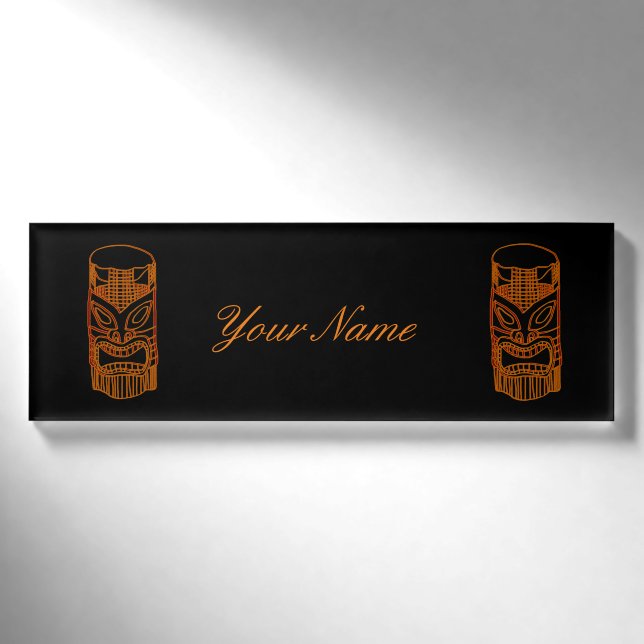 Gold Tiki Skulptur Thunder_Cove Namenschild (Vorderseite)