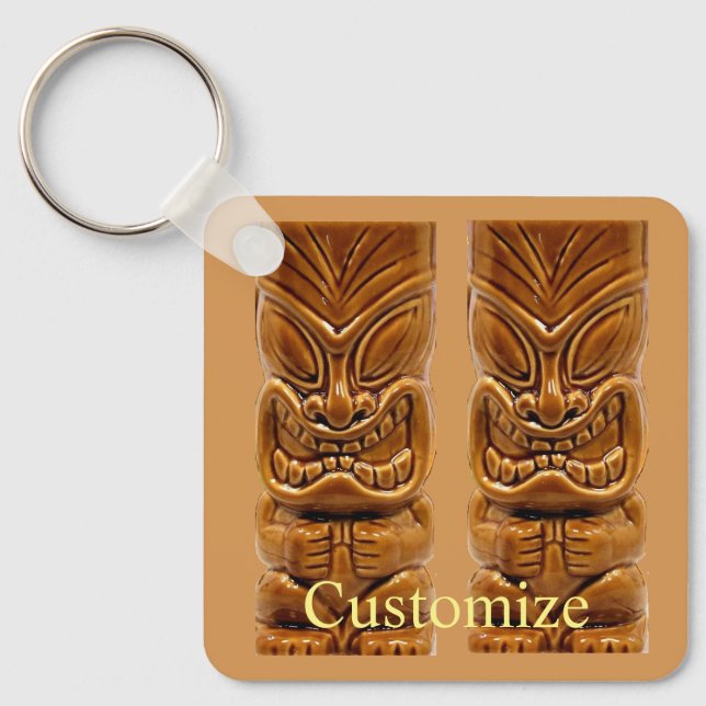 Gold Tiki Skulptur Thunder_Cove Schlüsselanhänger (Vorderseite)