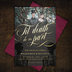 Gold Til Death Do us Part Foto Goth Wedding Folieneinladung