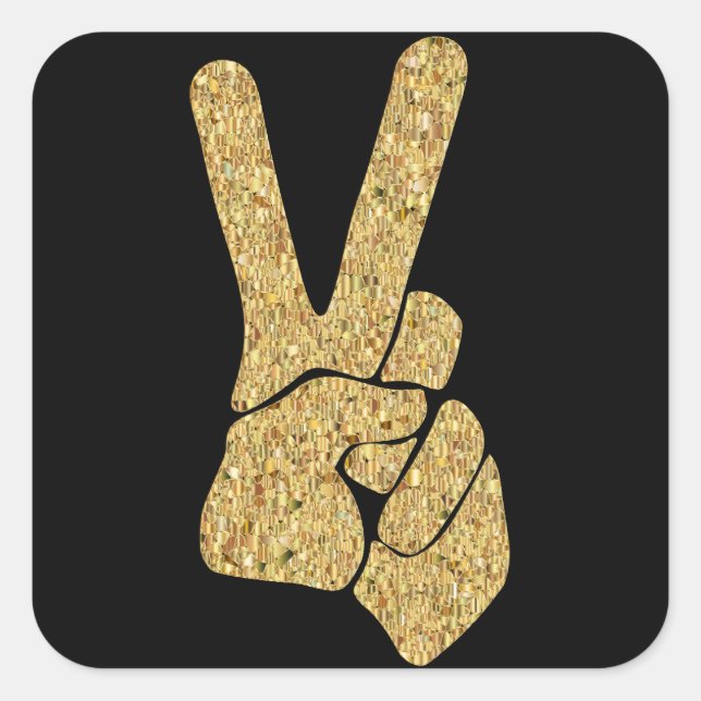 Gold Tiled Peace Hand Sign Aufkleber (Vorderseite)