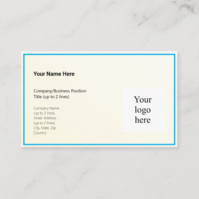 Gold Tint Gradient & Sky Blue Logo Std. Visitenkarte (Vorderseite)