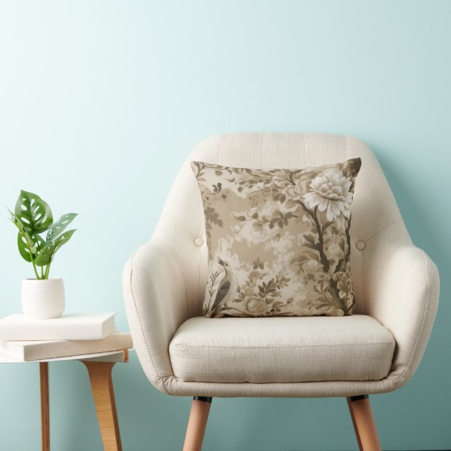 Gold Toile de Fleur Kissen (Stuhl )