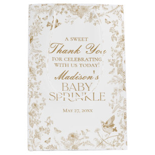 Gold Toile De Jouy Baby Sprinkle Favoriten Mittlere Geschenktüte