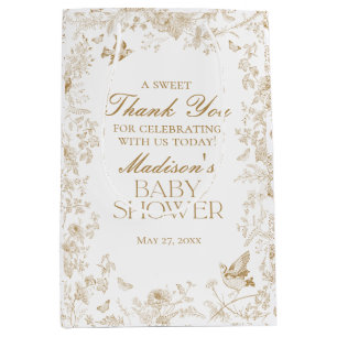 Gold Toile De Jouy Floral Baby Duwer Favoriten Mittlere Geschenktüte