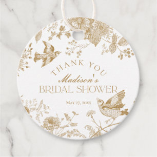 Gold Toile De Jouy Florale Hochzeitsdusche Geschen Geschenkanhänger