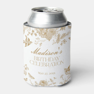 Gold Toile De Jouy Vintag Floral Geburtstagsfavori Dosenkühler
