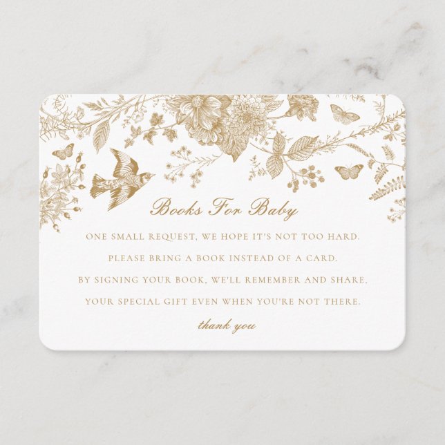 Gold Toile Jouy Livres pour Baby Invitation Insert (Devant)