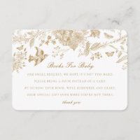 Gold Toile Jouy Livres pour Baby Invitation Insert