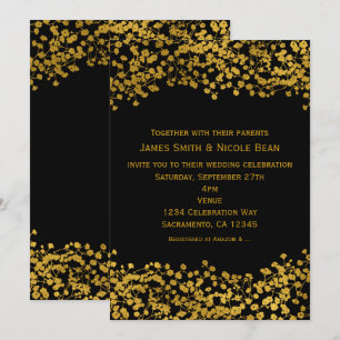Gold-Ton Babys Breath Schwarze elegante Einladunge Einladung